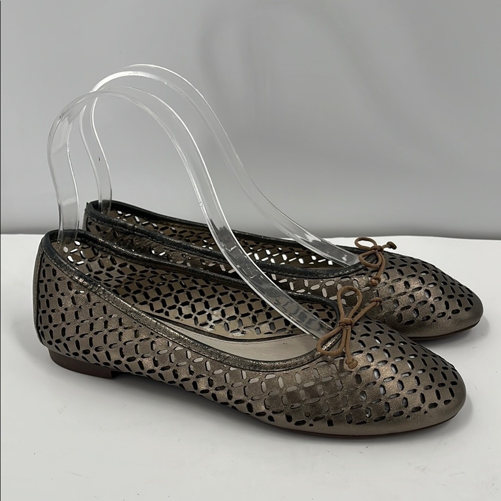 Louise et Cie Congo Metallic Bronze Brown Perforated Ballet Flats Leather 6